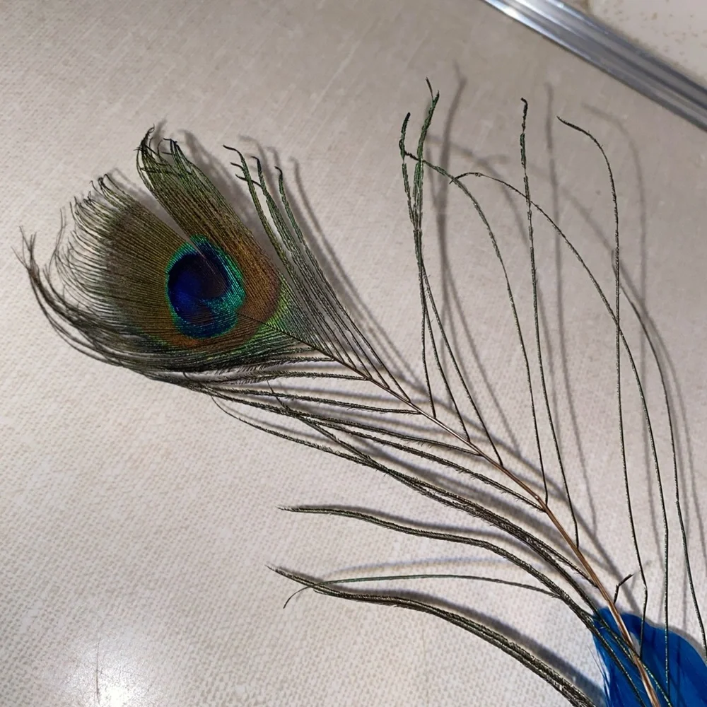 Vintage Peacock Glass Christmas Ornament With‎ Feathers